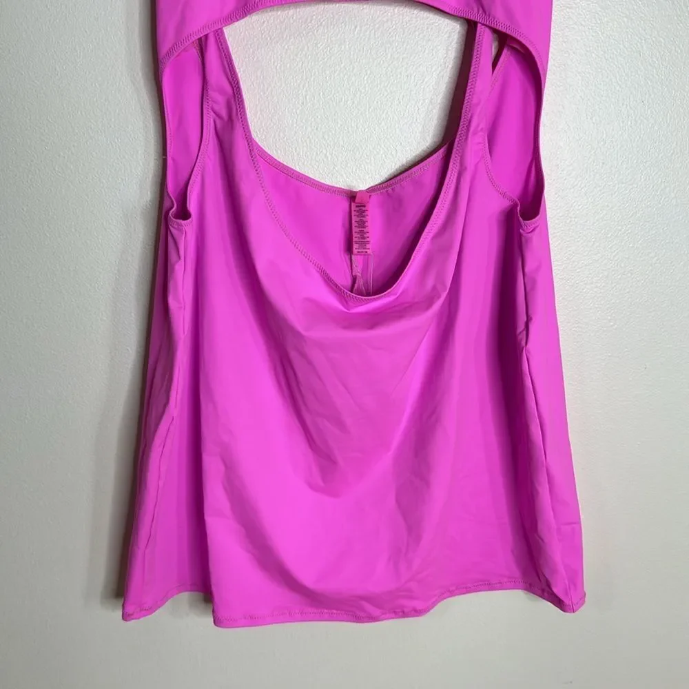 Skims Signature Recycled Swim Cut Out Tank Dress in color taffy size 3X
